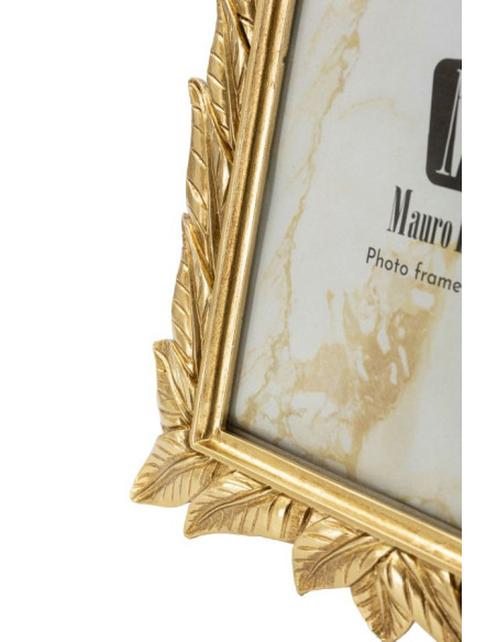 Cadre photo design chic Feuilles pour photo 15x20 Résine Doré Laurel 