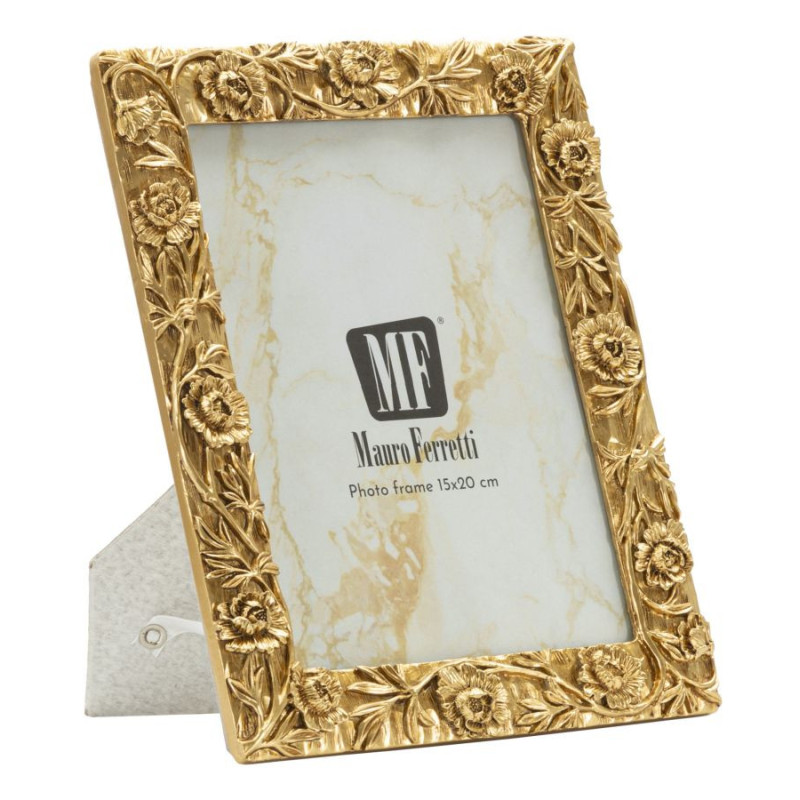 Cadre photo design chic Fleurs pour photo 15x20 Résine Doré Poppy 