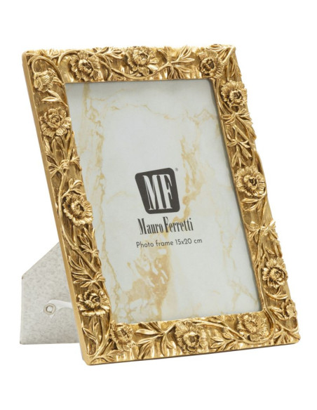 Cadre photo design chic Fleurs pour photo 15x20 Résine Doré Poppy 