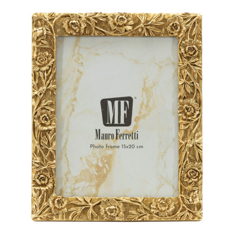 Cadre photo design chic Fleurs pour photo 15x20 Résine Doré Poppy 