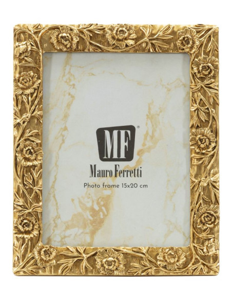 Cadre photo design chic Fleurs pour photo 15x20 Résine Doré Poppy 