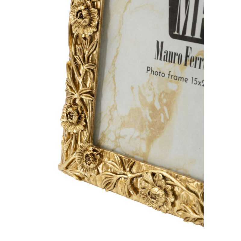 Cadre photo design chic Fleurs pour photo 15x20 Résine Doré Poppy 