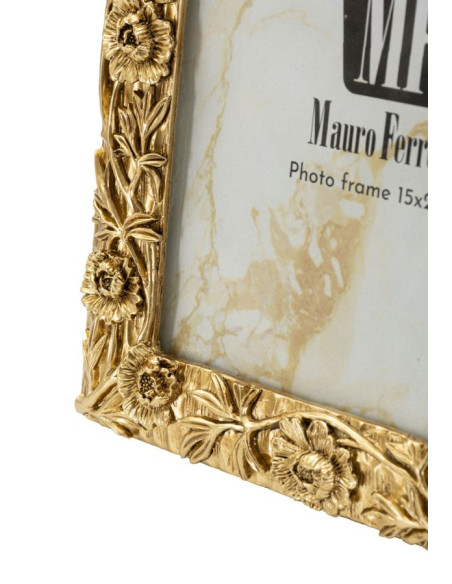Cadre photo design chic Fleurs pour photo 15x20 Résine Doré Poppy 
