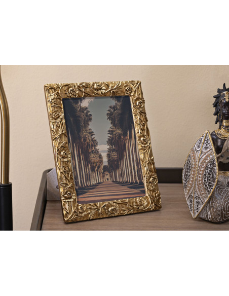 Cadre photo design chic Fleurs pour photo 15x20 Résine Doré Poppy 