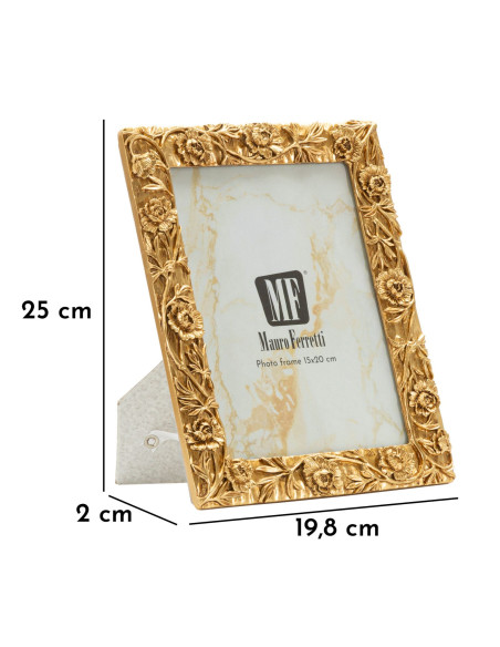 Cadre photo design chic Fleurs pour photo 15x20 Résine Doré Poppy 