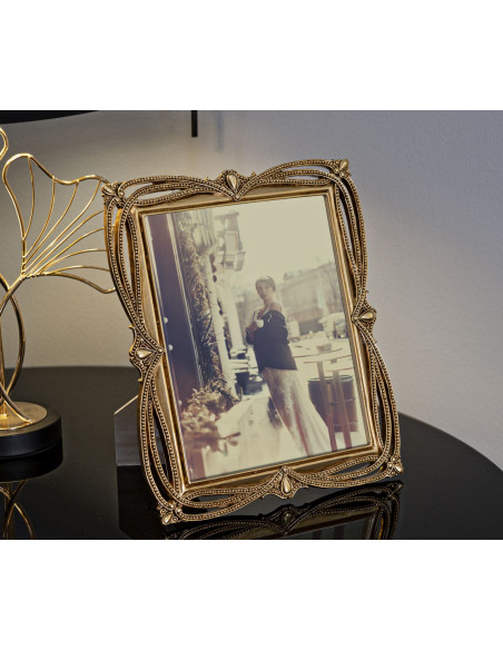 Grand Cadre photo design chic Perles pour photo 20x25 Résine Doré Line 