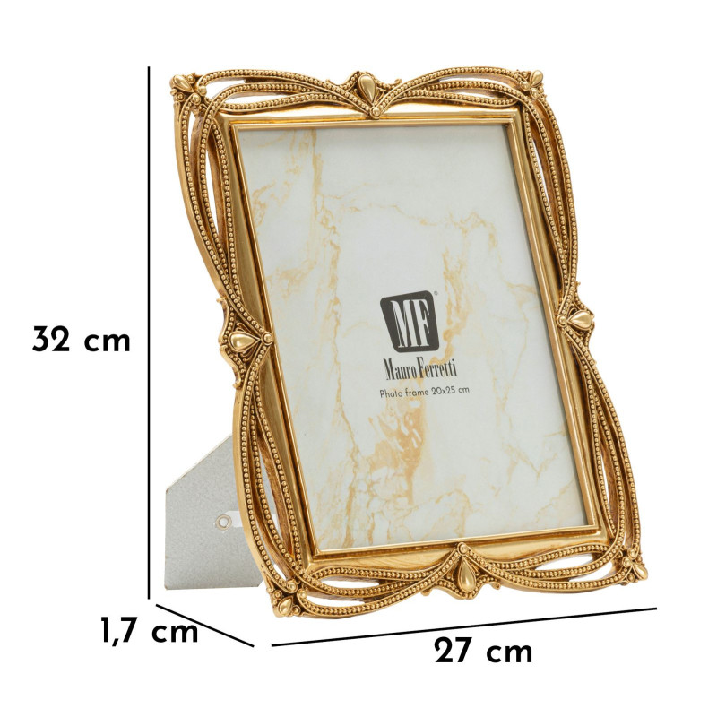 Grand Cadre photo design chic Perles pour photo 20x25 Résine Doré Line 