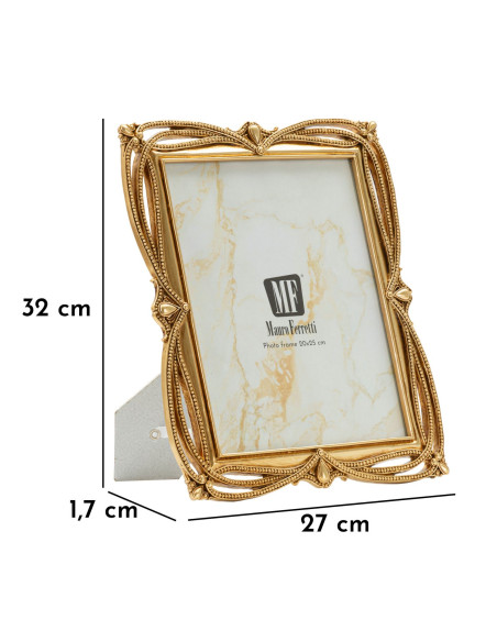 Grand Cadre photo design chic Perles pour photo 20x25 Résine Doré Line 