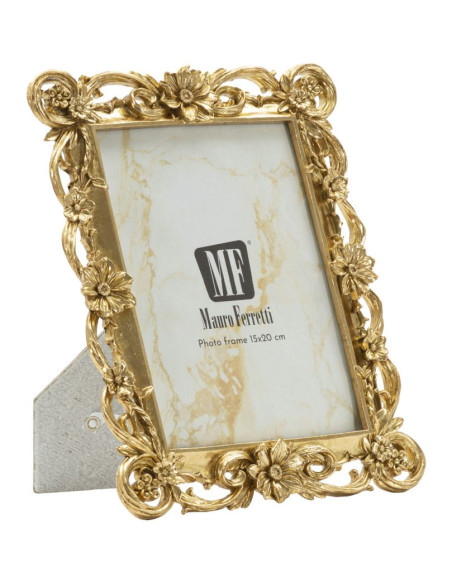 Cadre photo design chic Fleurs pour photo 15x20 Résine Doré Classic 