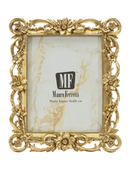 Cadre photo design chic Fleurs pour photo 15x20 Résine Doré Classic 