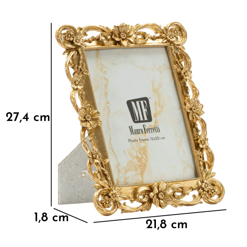 Cadre photo design chic Fleurs pour photo 15x20 Résine Doré Classic 