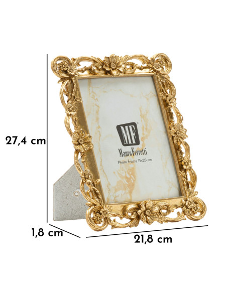 Cadre photo design chic Fleurs pour photo 15x20 Résine Doré Classic 