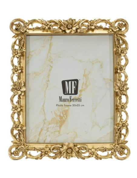 Grand Cadre photo design chic Fleurs pour photo 20x25 Résine Doré Classic 