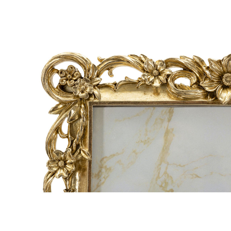 Grand Cadre photo design chic Fleurs pour photo 20x25 Résine Doré Classic 