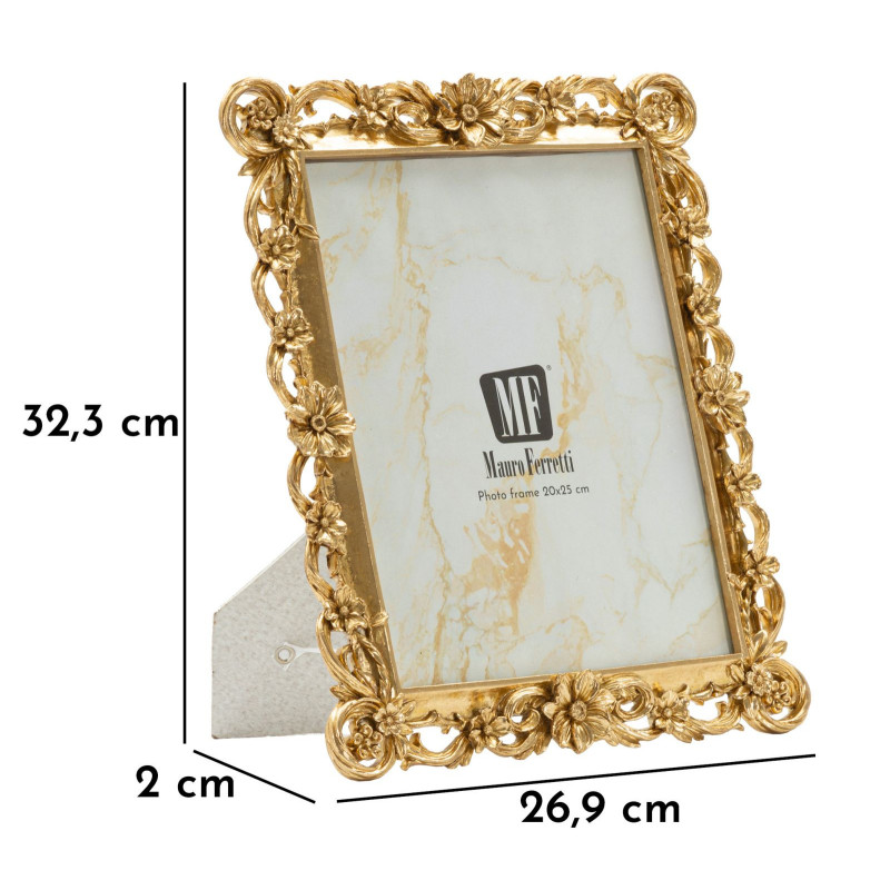 Grand Cadre photo design chic Fleurs pour photo 20x25 Résine Doré Classic 