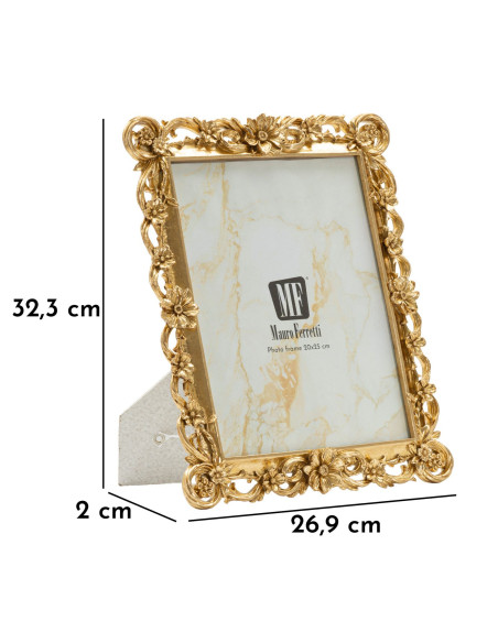 Grand Cadre photo design chic Fleurs pour photo 20x25 Résine Doré Classic 