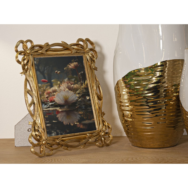 Cadre photo design chic Noeuds pour photo 15x20 Résine Doré Knot 
