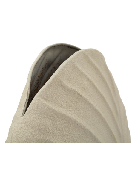 Vase design wabi-sabi Ovale Métal Blanc crème Motif feuille Dune H 53 cm 