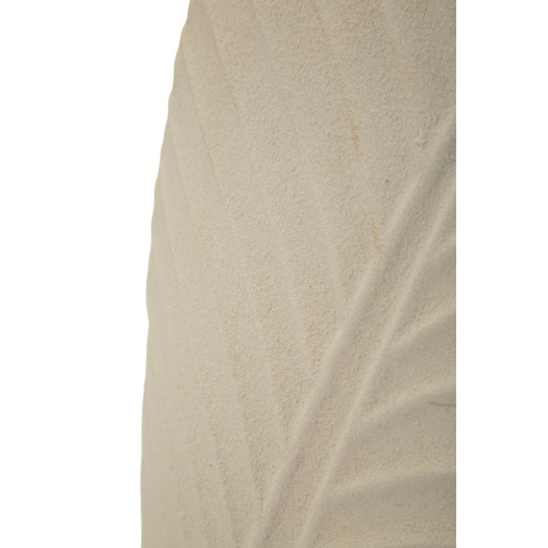 Vase design wabi-sabi Ovale Métal Blanc crème Motif feuille Dune H 53 cm 