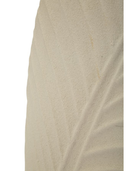 Vase design wabi-sabi Ovale Métal Blanc crème Motif feuille Dune H 53 cm 