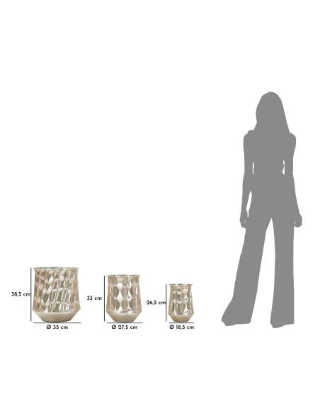 Lot de 3 Cache-pots design chic Métal Argenté Silver 