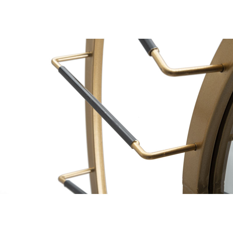 Grand Miroir mural design chic Rond 81x81 Métal Doré Bois MDF Glamdark 