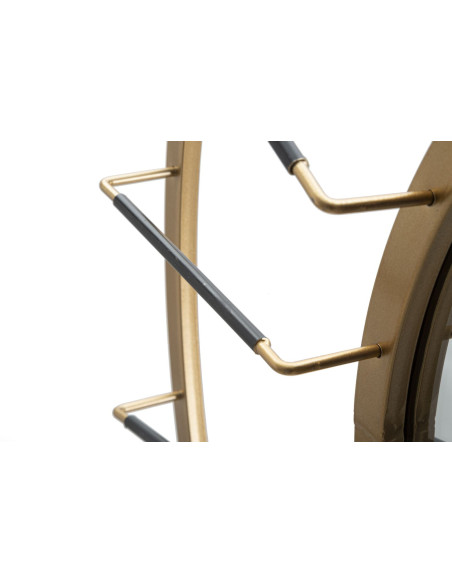 Grand Miroir mural design chic Rond 81x81 Métal Doré Bois MDF Glamdark 