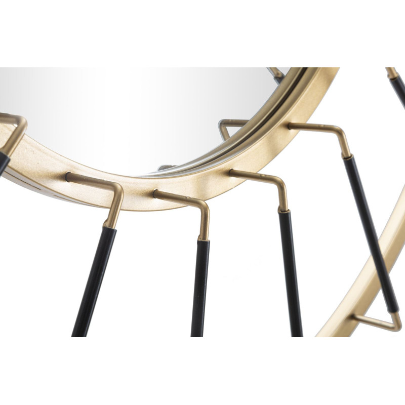 Grand Miroir mural design chic Rond 81x81 Métal Doré Bois MDF Glamdark 