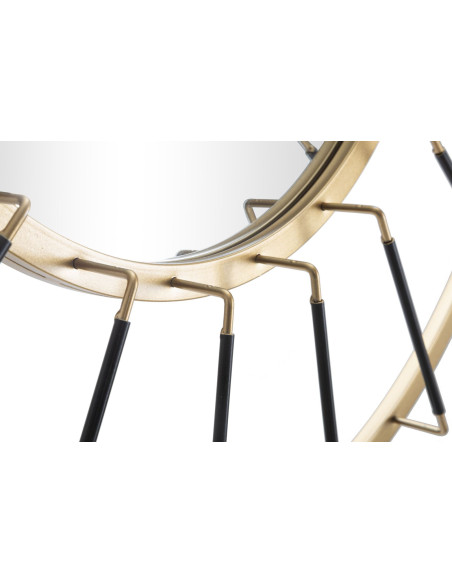 Grand Miroir mural design chic Rond 81x81 Métal Doré Bois MDF Glamdark 