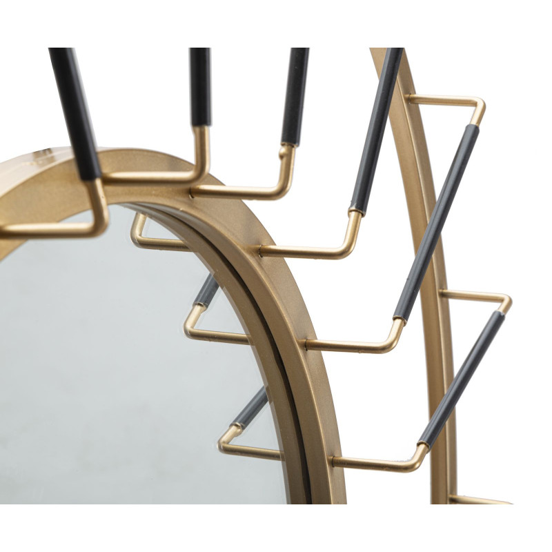 Grand Miroir mural design chic Rond 81x81 Métal Doré Bois MDF Glamdark 