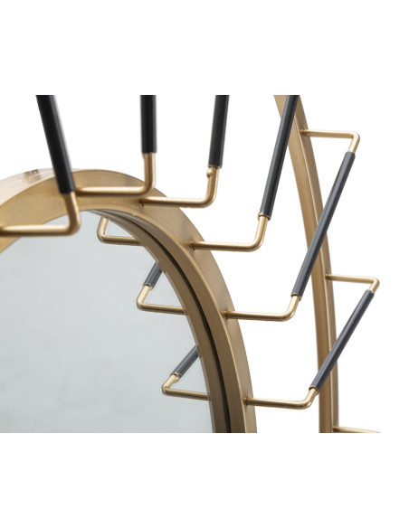 Grand Miroir mural design chic Rond 81x81 Métal Doré Bois MDF Glamdark 