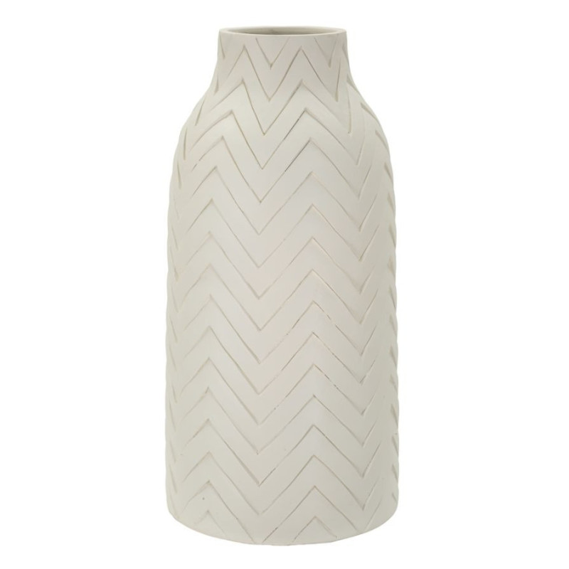 Grand Vase design minimaliste Bouteille Magnésium Blanc Motif chevrons Winter H 60 cm 