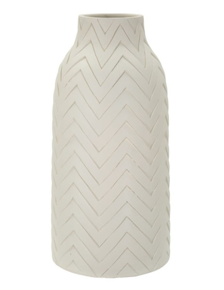 Grand Vase design minimaliste Bouteille Magnésium Blanc Motif chevrons Winter H 60 cm 