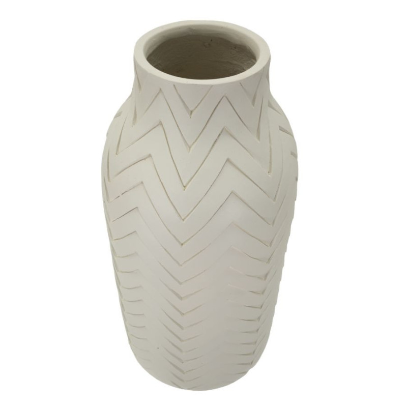 Grand Vase design minimaliste Bouteille Magnésium Blanc Motif chevrons Winter H 60 cm 