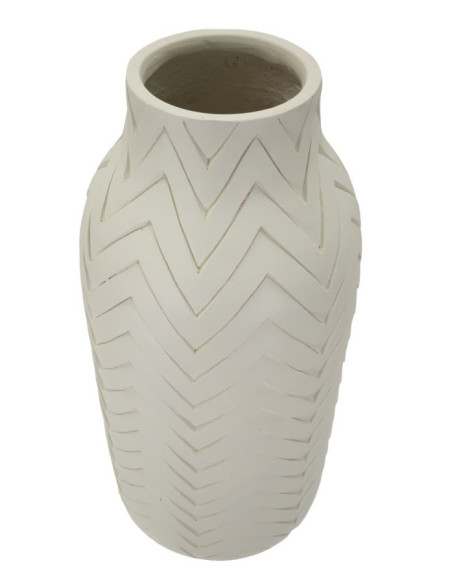 Grand Vase design minimaliste Bouteille Magnésium Blanc Motif chevrons Winter H 60 cm 