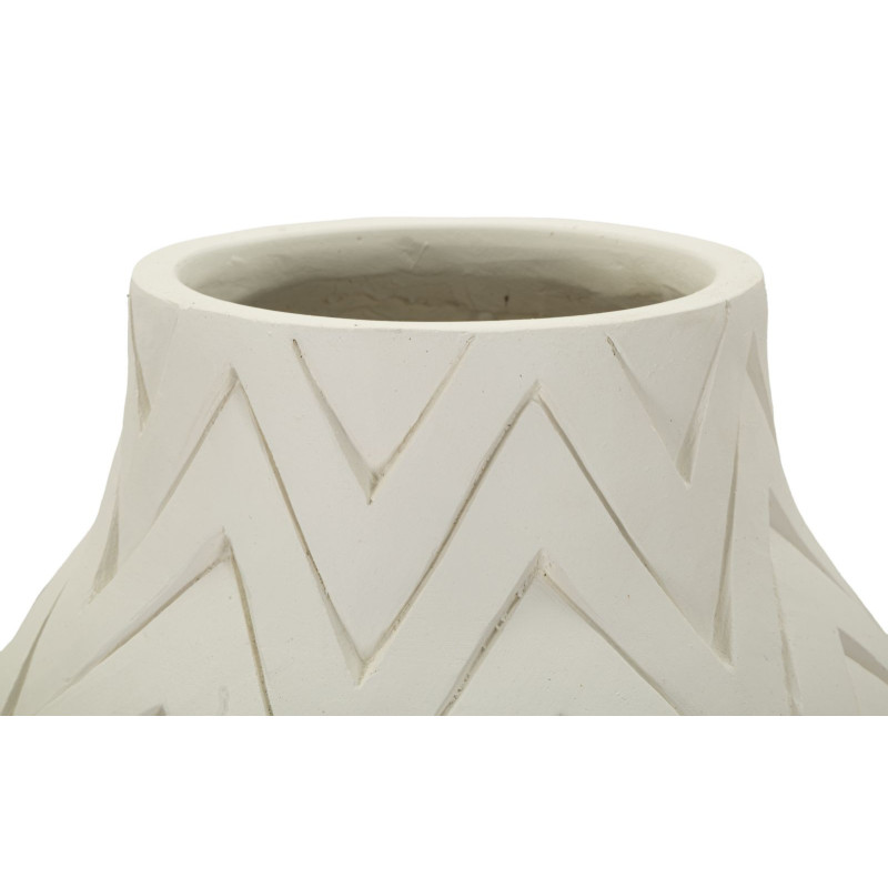 Grand Vase design minimaliste Bouteille Magnésium Blanc Motif chevrons Winter H 60 cm 