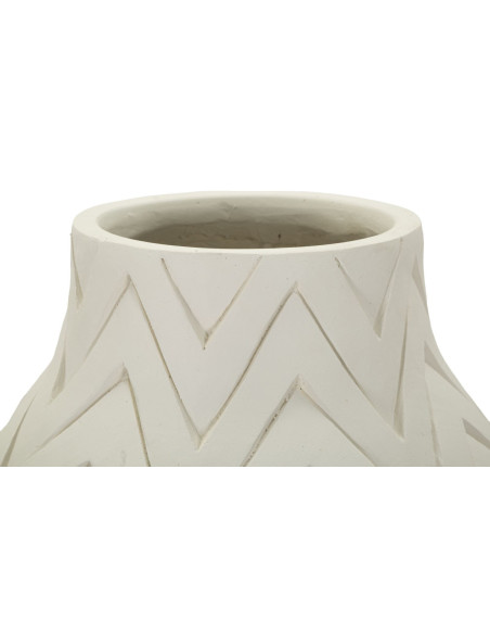 Grand Vase design minimaliste Bouteille Magnésium Blanc Motif chevrons Winter H 60 cm 