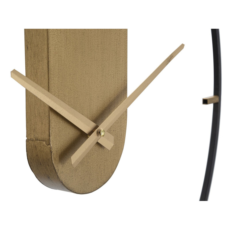 Grande Horloge murale design industrielle chic Ronde Métal Doré Noir Goldy 60 cm 