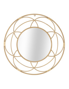 Miroir mural bohème chic Rond 60x60 Rotin Naturel Métal Valencia 
