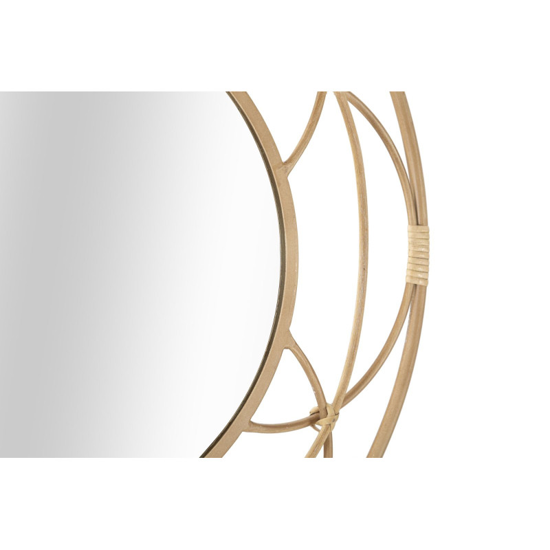 Miroir mural bohème chic Rond 60x60 Rotin Naturel Métal Valencia 