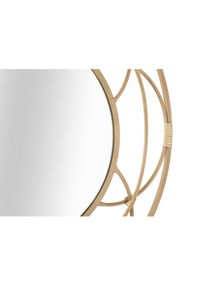 Miroir mural bohème chic Rond 60x60 Rotin Naturel Métal Valencia 