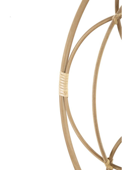 Miroir mural bohème chic Rond 60x60 Rotin Naturel Métal Valencia 
