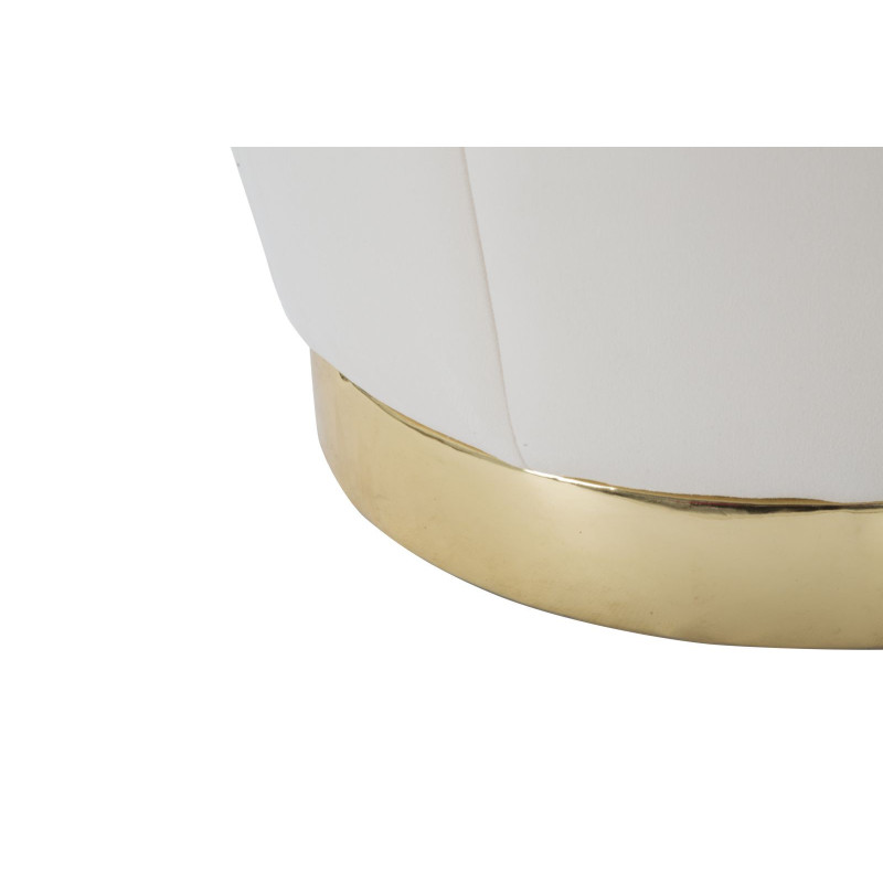 Pouf design chic avec coffre de rangement Rond Tissu Blanc crème Bois MDF Doré Paris 43 cm Mauro Ferretti - 3