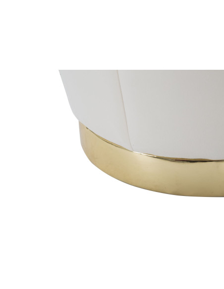 Pouf design chic avec coffre de rangement Rond Tissu Blanc crème Bois MDF Doré Paris 43 cm Mauro Ferretti - 3