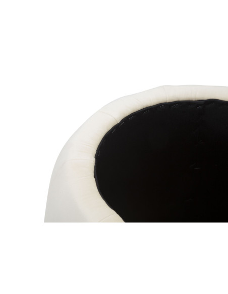 Pouf design chic avec coffre de rangement Rond Tissu Blanc crème Bois MDF Doré Paris 43 cm Mauro Ferretti - 6