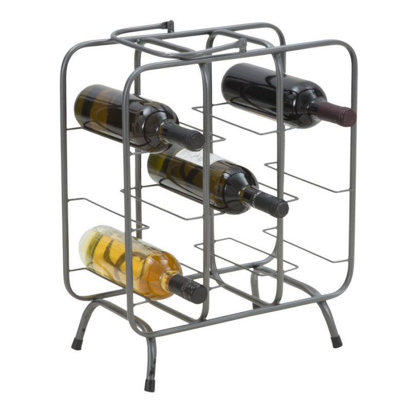 Porte-bouteilles design industriel 9 bouteilles Métal Gris Quadrato 