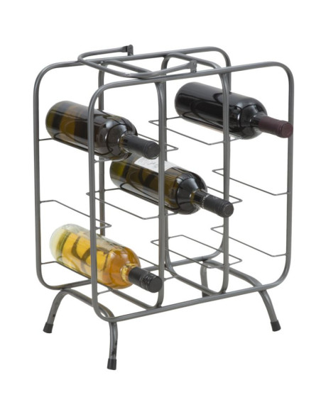 Porte-bouteilles design industriel 9 bouteilles Métal Gris Quadrato 