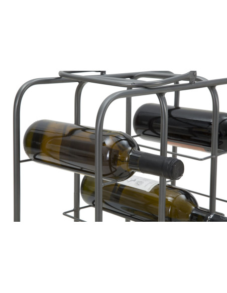 Porte-bouteilles design industriel 9 bouteilles Métal Gris Quadrato 