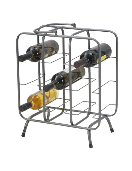 Porte-bouteilles design industriel 9 bouteilles Métal Gris Quadrato 