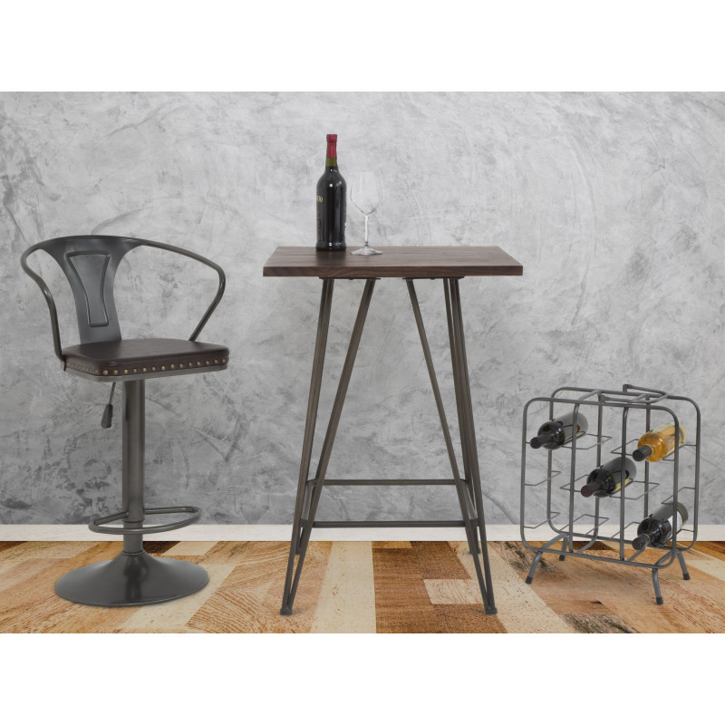 Porte-bouteilles design industriel 9 bouteilles Métal Gris Quadrato 